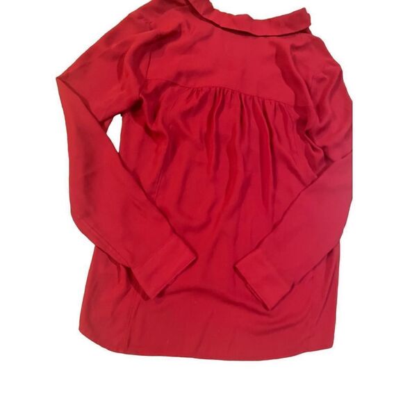 ANTHROPOLOGIE MAEVE Red Chevron Inlay Popover Top Blouse Sz. 4 - Picture 7 of 11